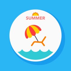 beach chair flat icon with long shadow on circle background