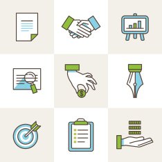 Vector business icons in outline style