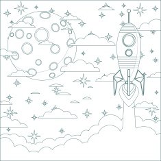 Silhouette of a rocket on the moon background vector illustration N3