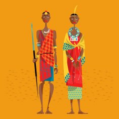 Maasai couple in traditional clothing