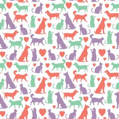 Vector seamless pattern with cats and dogs N2