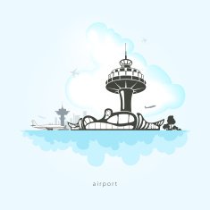 Airport with planes vector illustration