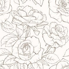 Rose seamless pattern Hand drawn rose flowers set isolated N2