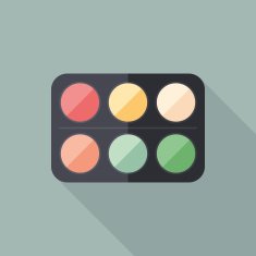 Eyeshadow palette flat square icon with long shadows N2