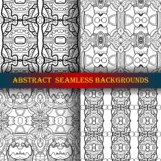 Vector Set of 4 Seamless Monochrome Abstract Pattern N25