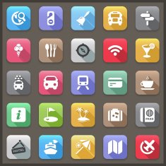 flat travel iconset with shadow