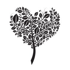 Heart Shaped Tree Silhouette Vector Illustration