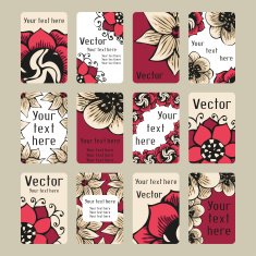 Business cards with doodling flowers in tattoo style N2