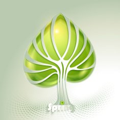 Abstract paper tree with green leaf N4