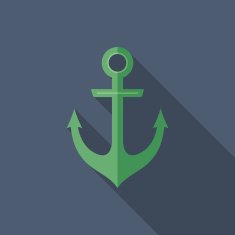 Anchor flat square icon with long shadows N2