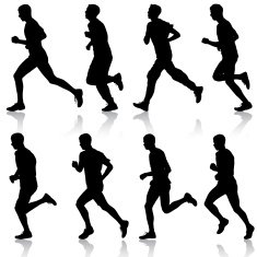 Set of silhouettes Runners on sprint men N20