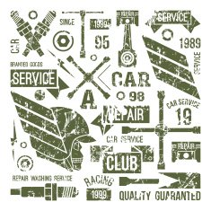 Car service badges in retro style