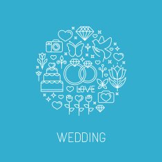 Vector wedding emblem in outline style