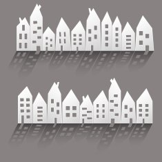 Paper houses with long shadow N3