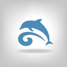 Emblem of a dolphin over the sea N9