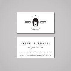 Barbershop business card design concept logo with woman