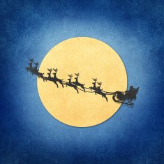 Santa Claus On Sledge With Deer And Moon recycled papercraft