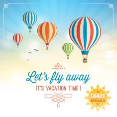 Summer Background with Hot Air Balloons