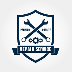 Vintage style car repair service shield label Vector logo design N3