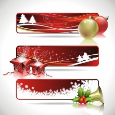 Three horizontal banner design on a Christmas theme