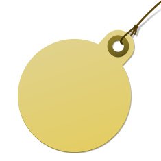 Round cardboard tag with cord