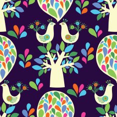 cute background with birds and trees N2
