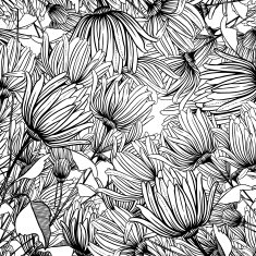 monochrome graphic flowers N3