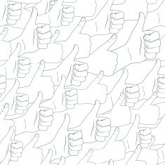 Thumbs up Drawn by hands seamless pattern Flat style