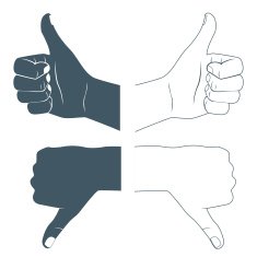 Thumbs up and down Drawn by hands icons Flat style N2