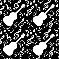 Seamless pattern with musical notes treble clef guitar N2