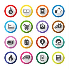 Shopping flat color icons set 01