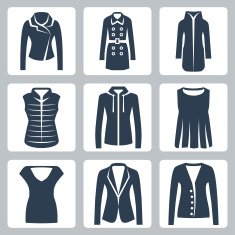 Vector women's clothes icons set