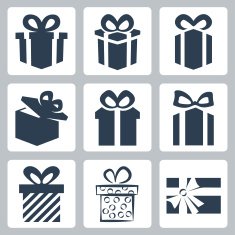 Vector isolated gift present icons set