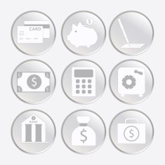 Financial analytical icons with graphs
