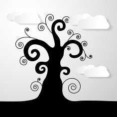 Abstract Black Tree Illustration