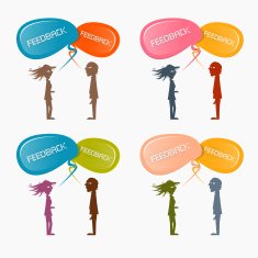 Feedback Vector Icons with Man and Woman Set