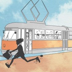 Man running in front of trolley