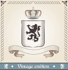 Vintage emblem with lion - vector
