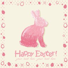 Easter cute scribble bunny silhouette hand drawn N2