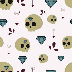 Seamless vector pattern with skulls arrows and diamonds