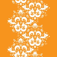 Cute geometrical foxes vertical border seamless pattern background