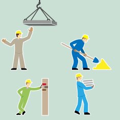 Flat design style cartoon worker icons set vector