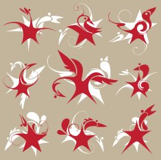 stylized star-bird set of emblem