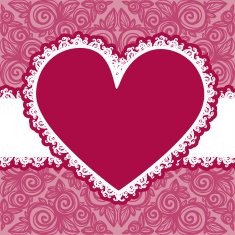 Holiday Valentine's day card with lace heart