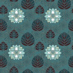 Abstract floral seamless pattern with lotus flowers and leaves N3