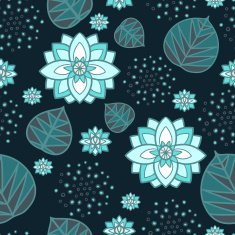 Abstract floral seamless pattern with lotus flowers and leaves N4