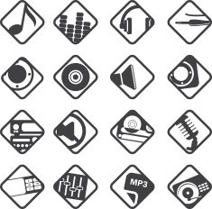 Silhouette Music and sound icons N2