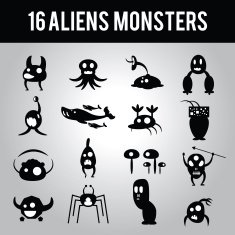 Cute mini aliens monster