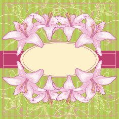 Vintage Floral Frame With Blooming Lily N2