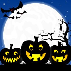halloween background with pumpkins full moon and bats N2